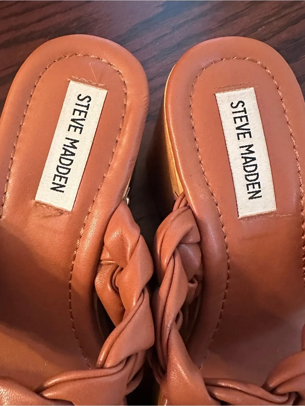 Steve Madden Women's Braided Slide Wedge Sandals in Cognac